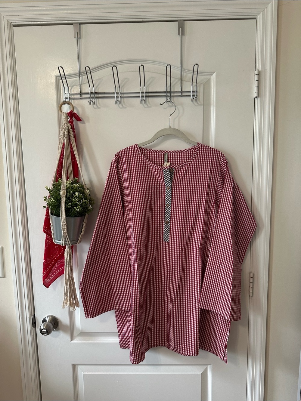 NWT Red Gingham Tunic Top - Embellish by Creative Co-Op